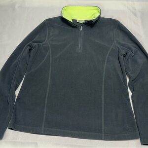 Danskin Black Fleece Pullover with Neon Green Collar